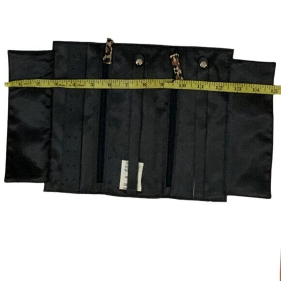Jewelry Roll Leopard Animal Print Travel Case Satin Brown Black Tan Multicolor - Picture 3 of 16
